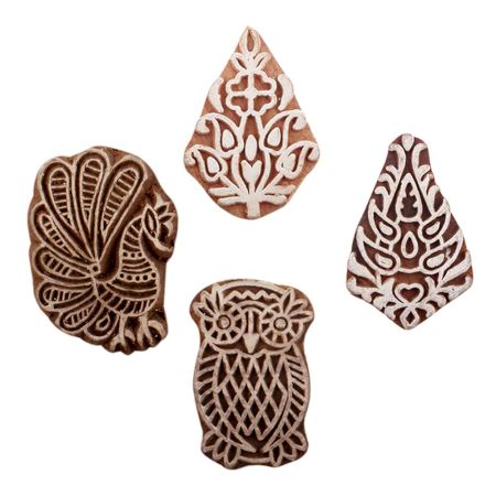 Set of 4 Piece New Mix Wooden Printing Blocks